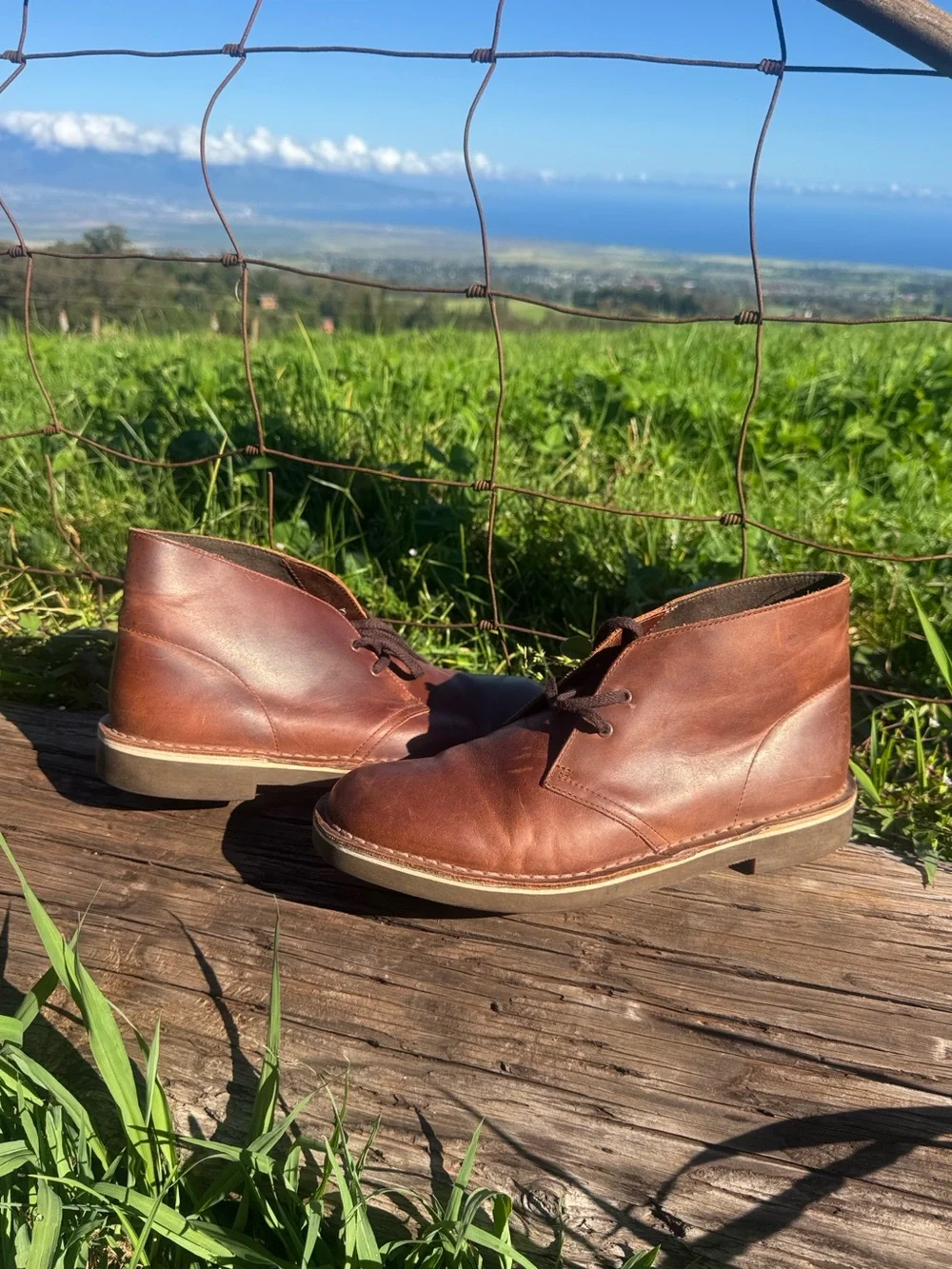 Clarks Bushacre 2 chukka boots dark brown leather size 9
